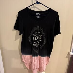 Authentic Harry Potter Dress Midi T Shirt Size Small Black Gray and Pink Ombré